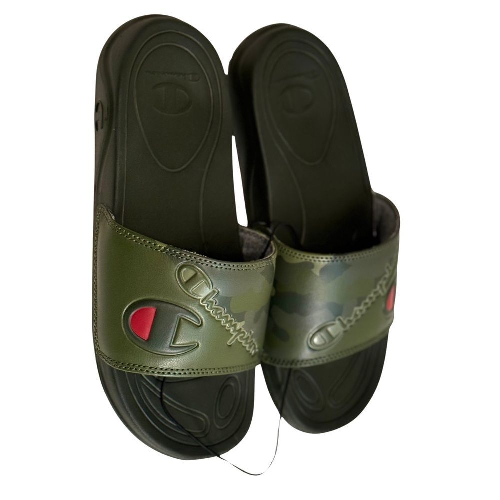 Champion Green Camo Slides, Size 4, Big Kid